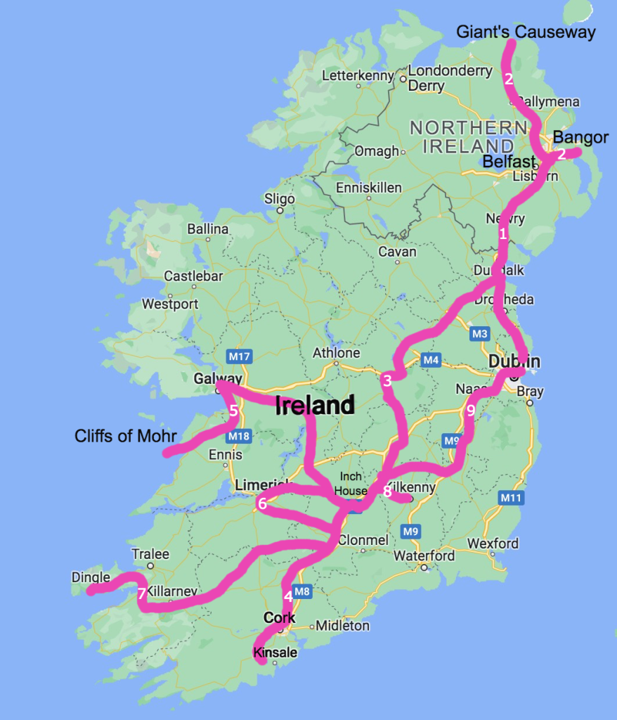 Tour of Ireland map